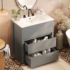 30 Inch Bathroom Vanity with Ceramic Sink, Soft Close Drawers and Beveled Handleless Design, Freestanding Storage Cabinet-Maison Boucle - 2 of 4