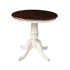 3pc 30" Dining Set Round Pedestal Dining Table Wood/Antiqued Almond & Espresso - International Concepts - 2 of 4