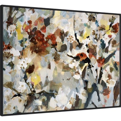 Oversized Abstract Floral Canvas Print with Float Frame