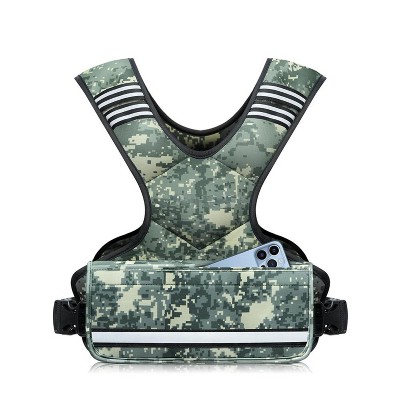 Attop Adjustable Weight Vest 4-32lb Green Camo Unisex with 6 Weights for Home Workout Running Strength Training