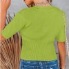 Clearlove Womens Short Sleeve Sweaters Summer Tops Crew Neck Lightweight Knit Sweaters - 4 of 4