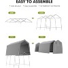 Portable Storage Shed, Heavy-Duty Waterproof & UV-Resistant Motorcycle Shed with Roll-Up Zipper Door and Vent, for Bike, Lawn Mower, Firewood, Grey - 3 of 4