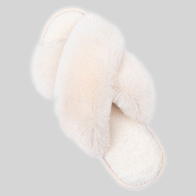 Women's Adeline Cross-Band Faux Fur Slipper, Size 11-12 US Women, White