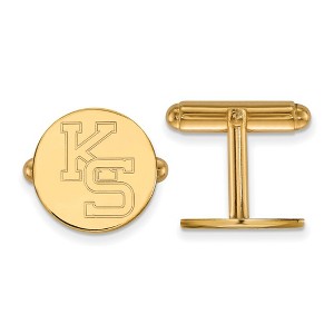 Black Bow Jewelry 14k Yellow Gold Plated Sterling Silver Kansas State Wildcats NCAA Cuff Links - 1 of 3