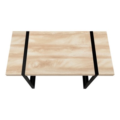 Vynxaria Modern 48" Natural Laminate Computer Desk with Black Metal Frame Sleek Home Office Workspace for Laptops