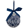 Northlight Mosaic Glass Christmas Ball Ornament - 4" - White and Blue - 4 of 4