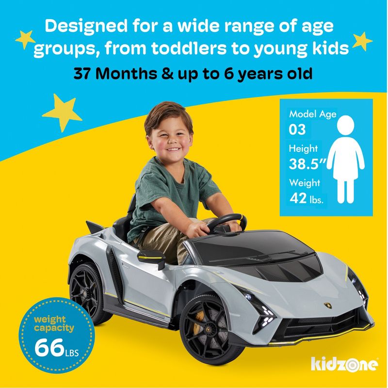 Kidzone 12v Licensed Lamborghini Autentica Kids Ride On Car, 5 of 7