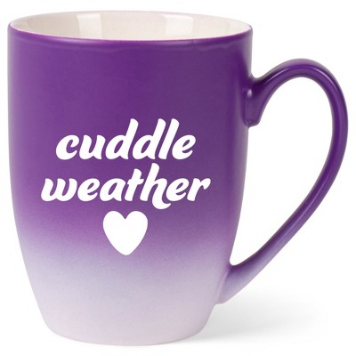 Elanze Designs Cuddle Weather Two Toned Ombre Matte Purple and White 12 ounce Ceramic Stoneware Coffee Cup Mug