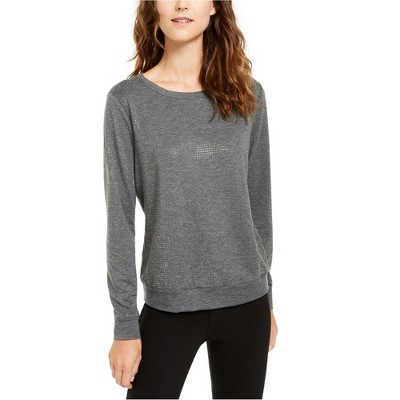 I.N.C International Concepts Womens Studded Sweatshirt, Grey, X-Large