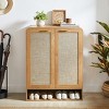 KWPZQEB Rattan Shoe Cabinet, Bohe 6-Tier Shoe Storage Cabinet with 2 Doors & Adjustable Shelves, Wooden Shoes Rack, for Entryway, Hallway, Closet - 4 of 4