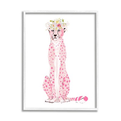 Stupell Industries Pink Leopard Floral Garland Framed Giclee