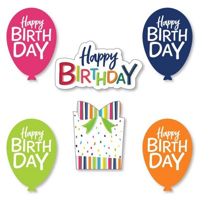 Big Dot of Happiness Cheerful Happy Birthday - DIY Shaped Colorful Birthday Party Cut-Outs - 24 Count