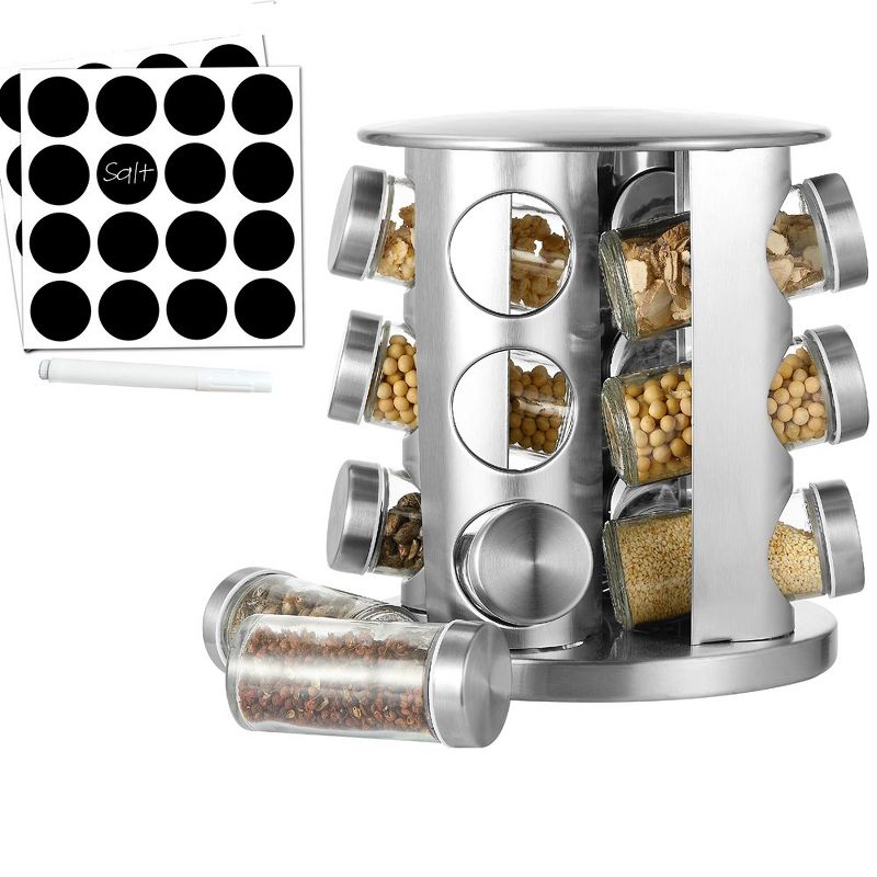 Cheer Collection Stainless Steel Countertop Revolving Spice Jar Organizer, 3 of 8