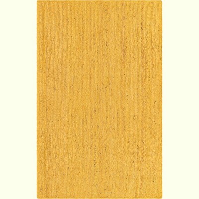 Handmade Yellow Braided Jute Rectangular Area Rug