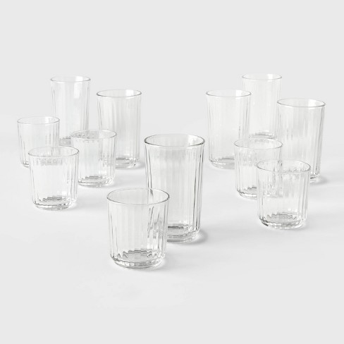 12pc Glass Saybrook Double Old Fashion And Highball Glasses Set