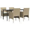 vidaXL Patio Dining Set Outdoor Dining Set Table and Chair Set for Garden - Beige and Black 63" Table Length 4 Chairs - 3 of 4