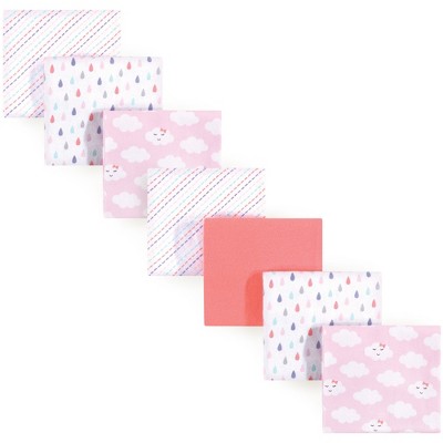 Image of Luvable Friends Baby Girl Cotton Flannel Receiving Blankets, Girl Clouds 7-Pack, One Size