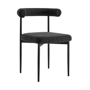 HomeRoots Set of Two Black Upholstered Polyester Open Back Dining Side Chairs - 1 of 4