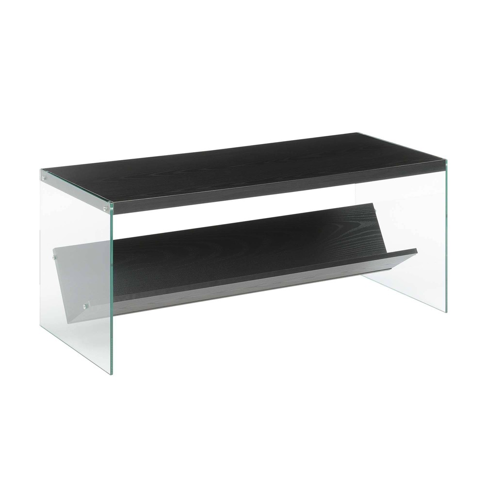 SoHo Coffee Table with Shelf Black/Glass - Breighton Home