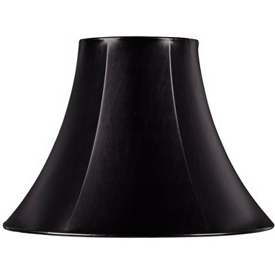 Springcrest Black Faux Leatherette Medium Bell Lamp Shade 7" Top x 16" Bottom x 12" Slant x 11.5" High (Spider) Replacement with Harp and Finial