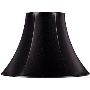 Springcrest Black Faux Leatherette Medium Bell Lamp Shade 7" Top x 16" Bottom x 12" Slant x 11.5" High (Spider) Replacement with Harp and Finial - 1 of 4