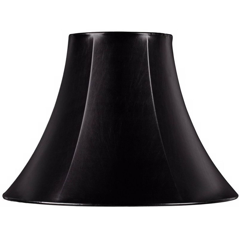 Springcrest Black Faux Leatherette Medium Bell Lamp Shade 7" Top x 16" Bottom x 12" Slant x 11.5" High (Spider) Replacement with Harp and Finial, 1 of 7