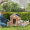 PawHut Outdoor Dog House, Wooden Dog Shlter with Large Porch, Weatherproof & Openable Roof, Elevated Base, Removable Floor - 3 of 4