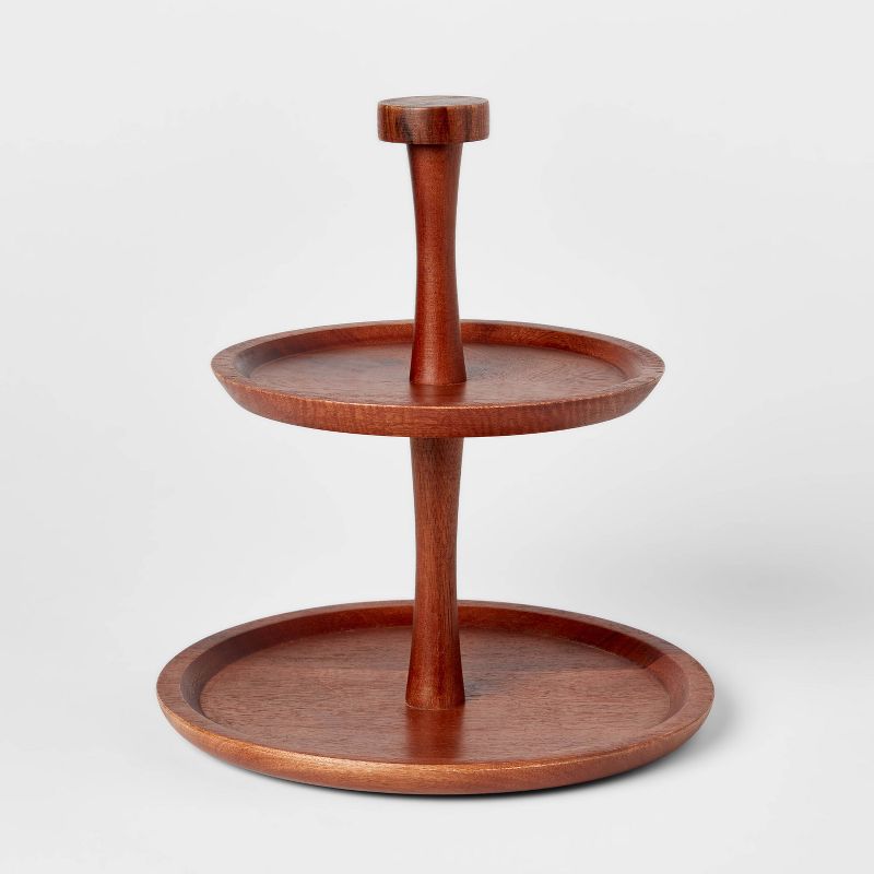 Wood 2-Tier Signature Serving Stand - Threshold&#8482;, 1 of 5