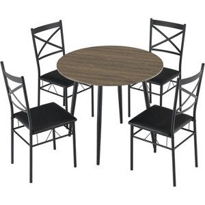 VINGLI 5 Piece Modern Round Dining Table Set for 4, 35.4" Small Round Kitchen Dining Table and Chairs Set for Home Dining Room ,Thicken Metal Legs - 1 of 4