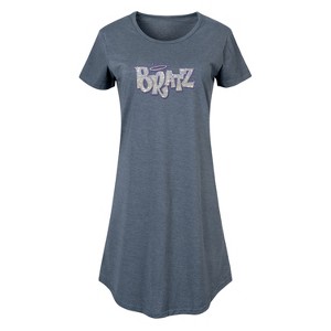 Women's Bratz Bling'd Out Logo Graphic T-shirt Dress - Heather Blue - Small - 1 of 4