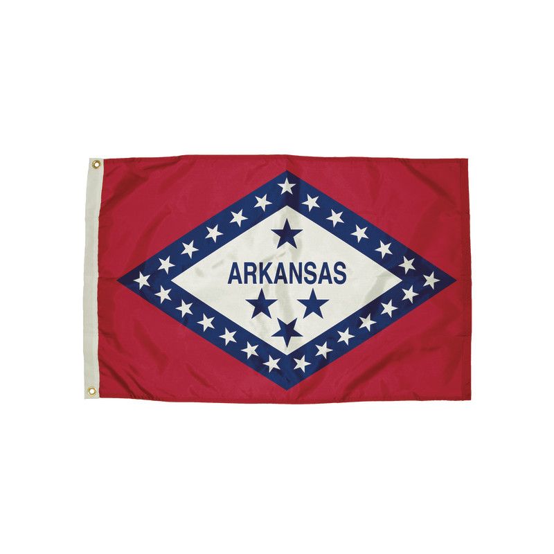 Durawavez Nylon Outdoor Flag with Heading & Grommets, Arkansas, 3ft x 5ft, 1 of 2