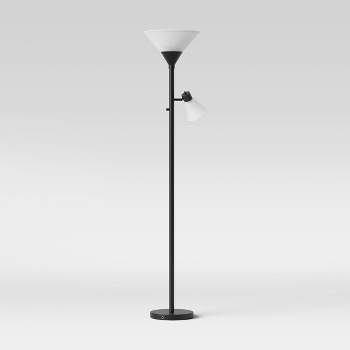 Mother Daughter Torchiere Floor Lamp Black with Glass Shade - Threshold™