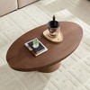 47.24" MDF Oval Handcraft Drum Coffee Table with Sturdy Pedestal Base and Easy Assembly for Living Room - 4 of 4