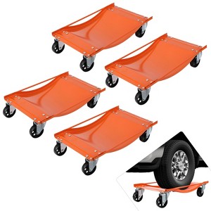 Car Dolly Set of 4, Heavy Duty 10,000 LBS Capacity Antiskid Vehicle Dollies for Moving Car with Swivel Steel Wheels for Moving Cars, Trucks - 1 of 4
