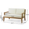 GDFStudio Camak Outdoor Acacia Wood Loveseat and Coffee Table Set,  Teak\Beige - 3 of 4