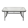 Emma and Oliver Rectangular Tempered Glass Top Patio Table with Umbrella Hole and Black Steel Tube Frame - image 3 of 4