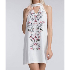 Women's Embroidered Halter Mini Dress - Honey Punch - 1 of 4