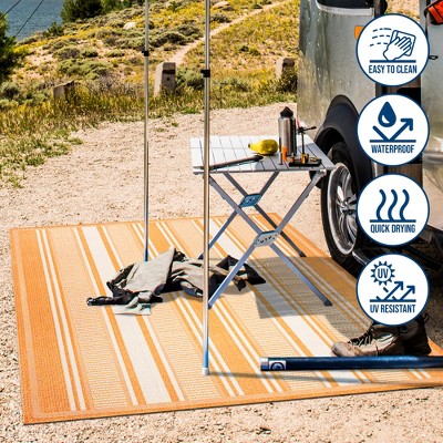 Haynes 3' x 5' Orange and Cream Synthetic Stripe Area Rug