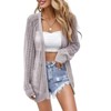 Womens Summer Lightweight Cardigan Long Sleeve Open Front Loose Beach Crochet Cover Up - 2 of 4