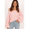 Petal And Pup Becca Crewneck Waffle Stitch Stripe Knit Sweater - Pink L ...