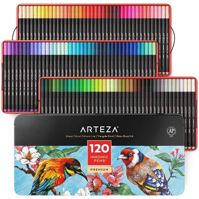 Arteza Fineliner Colored Pens Set, Inkonic, Fine Line, 0.4mm Tips, Assorted Colors - 120 Pack (ARTZ-8754)