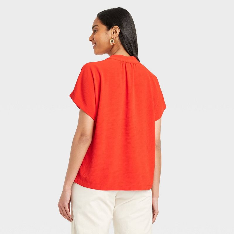 Women's Woven Short Sleeve V-Neck Shirt - A New Day™, 3 of 5