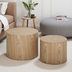 18.9" No-Assembly Round Coffee Tables (Set of 2) - 1 of 4