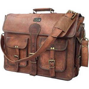 Leather Messenger Bag for Men, 18 Inch Laptop Crossbody, Handmade Leather Shoulder Satchel Bag - 1 of 4