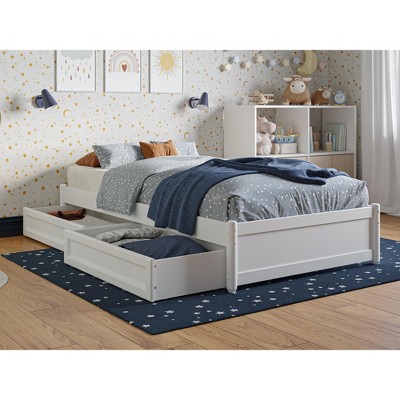 AFI Furnishings Twin Panel Platform Bed with Storage Drawers in White