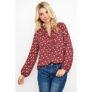 WEST K Women's Starling Pintuck Split Neck Blouse - 1 of 4
