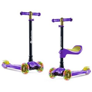 Lascoota 2-in-1 Kids Kick Scooter, Adjustable Height Handlebars and Removable Seat, 3 LED Lighted Wheels and Anti-Slip Deck - 1 of 4
