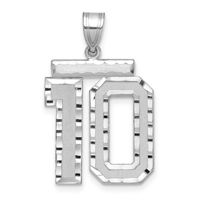 Black Bow Jewelry 14k White Gold, Varsity Collection, Large D/C Pendant, Number 10