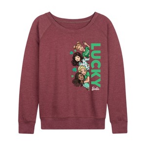 Women's - Barbie - Lucky Lightweight French Terry Wide Neck Long Sleeve Graphic Shirt - 1 of 4