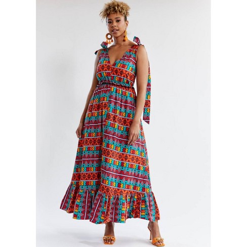 D'iyanu Womens Kulale African Print Maxi Dress - Rainbow Geometric, S :  Target